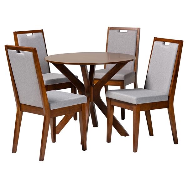 baxton studio Baxton Studio Eira Modern Grey and Walnut Brown Wood 5-Piece Dining Set