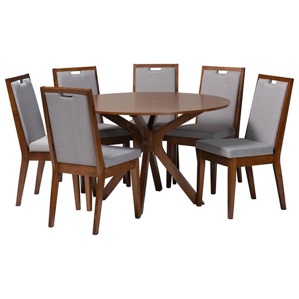 baxton studio Baxton Studio Eira Modern Grey and Walnut Brown Wood 7-Piece Dining Set