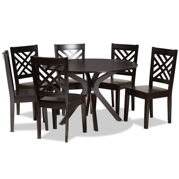 baxton studio Baxton Studio Ela Modern and Contemporary Dark Brown Finished Wood 7-Piece Dining Set