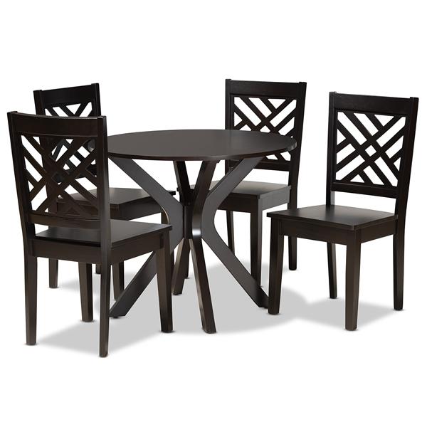 baxton studio Baxton Studio Ela Modern and Contemporary Dark Brown Finished Wood 5-Piece Dining Set