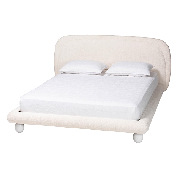 baxton studio Baxton Studio Eladio Modern Luxe Ivory Boucle Fabric Queen Size Bed