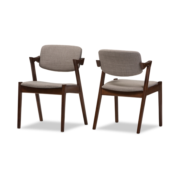 baxton studio Baxton Studio Elegant Mid-Century Dark Walnut Wood Grey Fabric Upholstered Dining Armchair