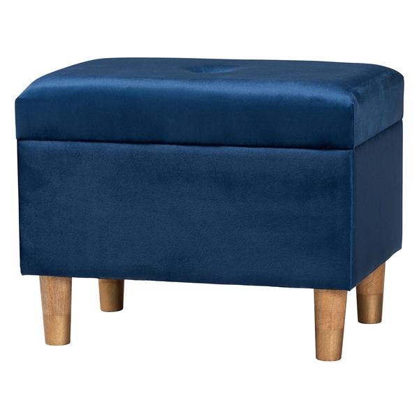 baxton studio Baxton Studio Elias Modern Navy Blue Velvet Fabric Storage Ottoman