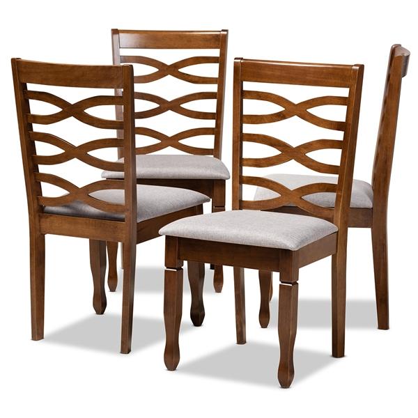 baxton studio Baxton Studio Elijah Modern and Contemporary Grey Fabric Upholstered and Walnut Brown Finished Wood 4-Piece Dining Chair Set