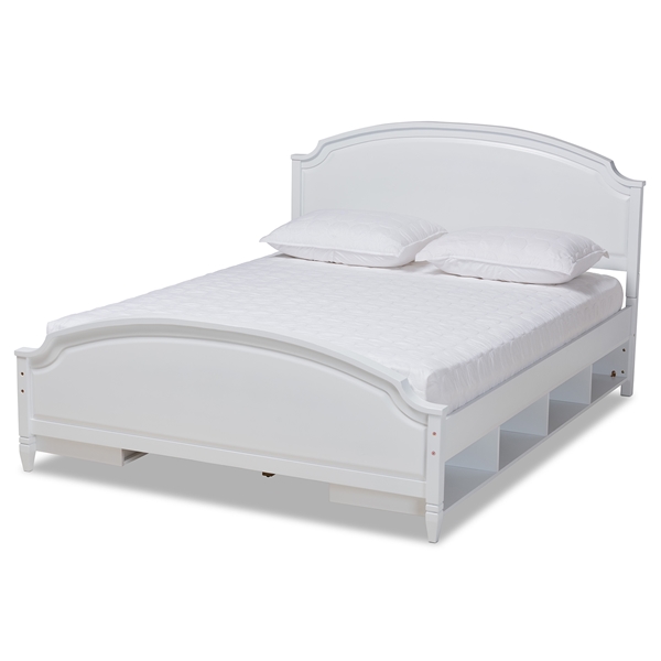 baxton studio Baxton Studio Elise Classic and Traditional Transitional White Finished Wood Full Size Storage Platform Bed