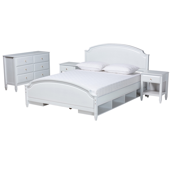 baxton studio Baxton Studio Elise Classic and Transitional White Finished Wood Full Size 4-Piece Bedroom Set