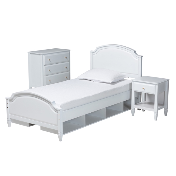 baxton studio Baxton Studio Elise Classic and Transitional White Finished Wood Twin Size 3-Piece Bedroom Set