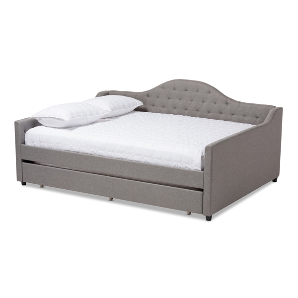 baxton studio Baxton Studio Eliza Modern and Contemporary Grey Fabric Upholstered Queen Size Daybed with Trundle