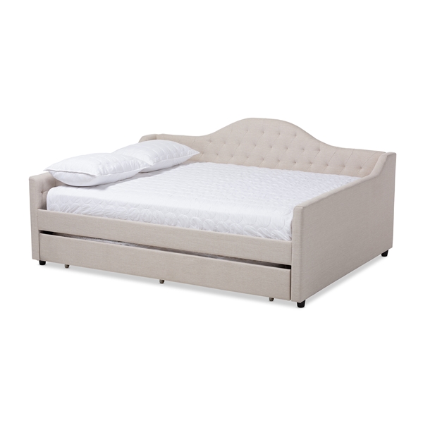 baxton studio Baxton Studio Eliza Modern and Contemporary Light Beige Fabric Upholstered Full Size Daybed with Trundle