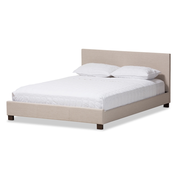 baxton studio Baxton Studio Elizabeth Modern and Contemporary Beige Fabric Upholstered Panel-Stitched Queen Size Platform Bed