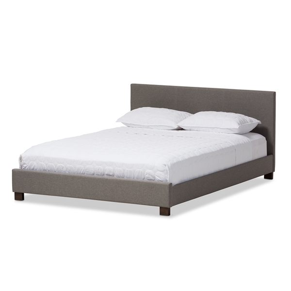 baxton studio Baxton Studio Elizabeth Modern and Contemporary Grey Fabric Upholstered Panel-Stitched Full Size Platform Bed