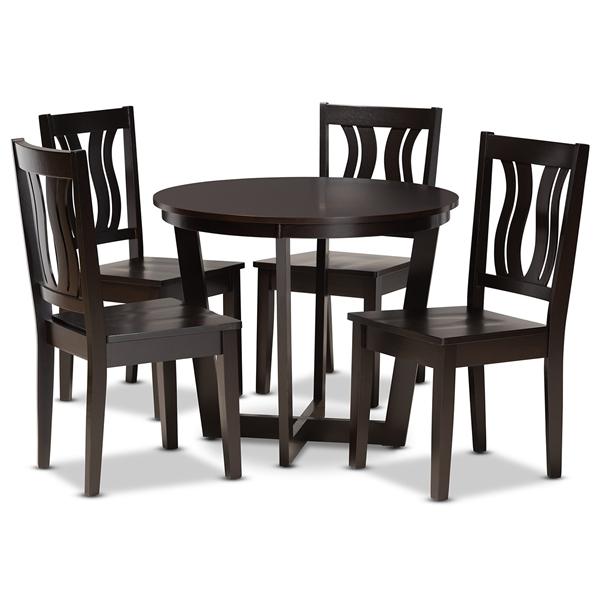 baxton studio Baxton Studio Elodia Modern and Contemporary Transitional Dark Brown Finished Wood 5-Piece Dining Set