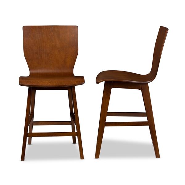 baxton studio Baxton Studio Elsa Mid-century Modern Scandinavian Style Dark Walnut Bent Wood Counter Stool
