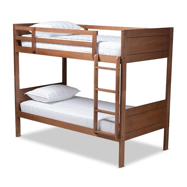 baxton studio Baxton Studio Elsie Modern and Contemporary Walnut Brown Finished Wood Twin Size Bunk Bed