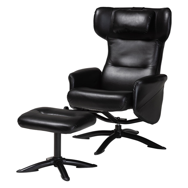 baxton studio Baxton Studio Elwood Modern Black Faux Leather 2-Piece Lounge Chair and Footrest Set baxton studio Baxton Studio Elwood Modern Black Faux Leather 2-Piece Lounge Chair and Footrest Set