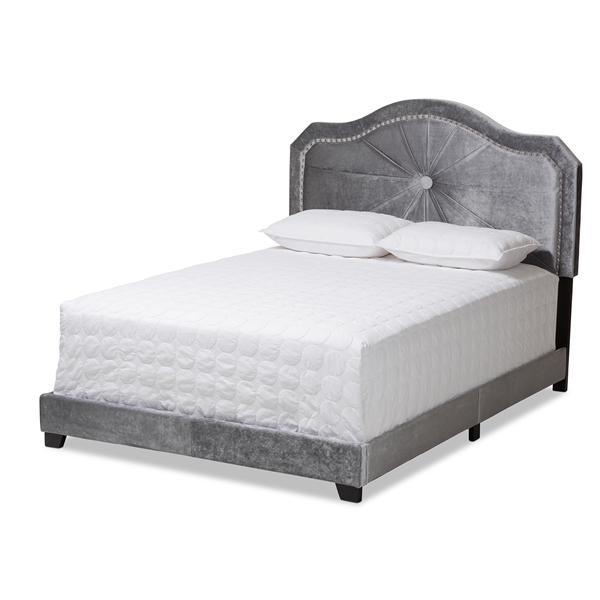 baxton studio Baxton Studio Embla Modern and Contemporary Grey Velvet Fabric Upholstered Queen Size Bed
