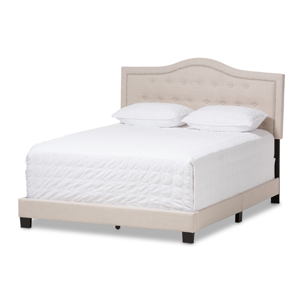 baxton studio Baxton Studio Emerson Modern and Contemporary Light Beige Fabric Upholstered Queen Size Bed