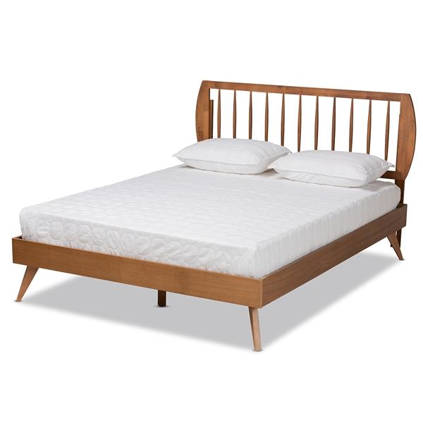 baxton studio Baxton Studio Emiko Modern and Contemporary Walnut Brown Finished Wood Queen Size Platform Bed