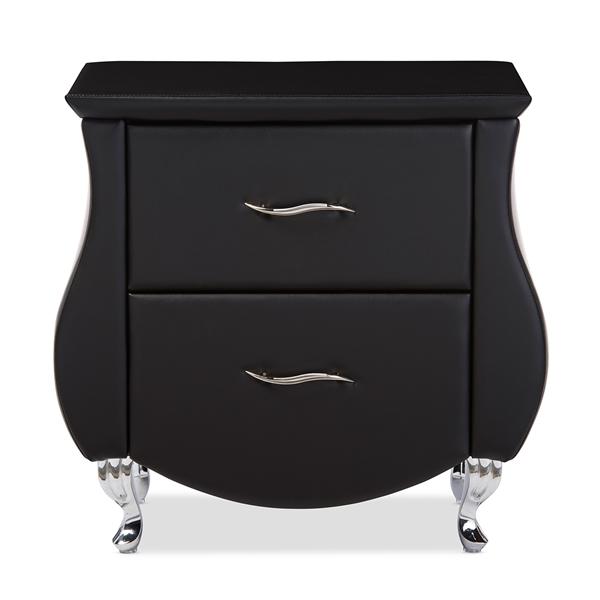 baxton studio Baxton Studio Erin Modern and Contemporary Black Faux Leather Upholstered Nightstand
