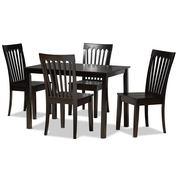 baxton studio Baxton Studio Erion Modern and Contemporary Dark Brown Finished Wood 5-Piece Dining Set