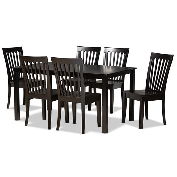 baxton studio Baxton Studio Erion Modern and Contemporary Dark Brown Finished Wood 7-Piece Dining Set