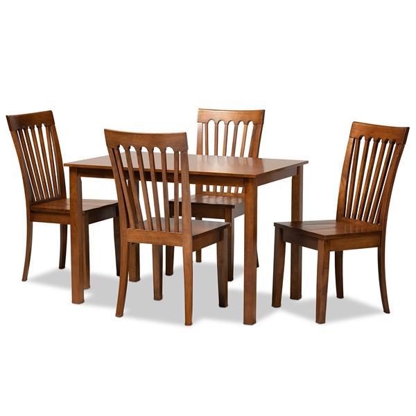 baxton studio Baxton Studio Erion Modern and Contemporary Walnut Brown Finished Wood 5-Piece Dining Set
