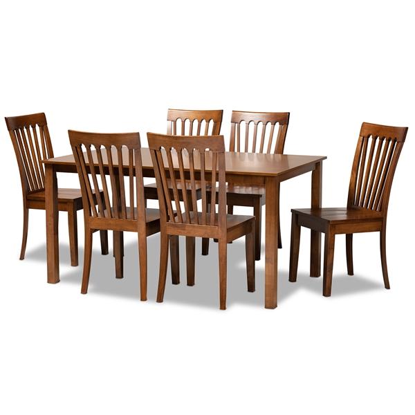 baxton studio Baxton Studio Erion Modern and Contemporary Walnut Brown Finished Wood 7-Piece Dining Set