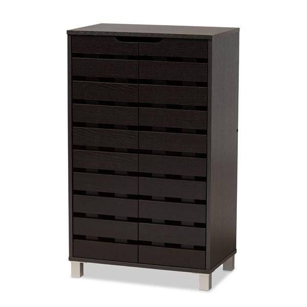 baxton studio Baxton Studio Ernest Modern and Contemporary Dark Brown Finished Wood 2-Door Shoe Storage Cabinet