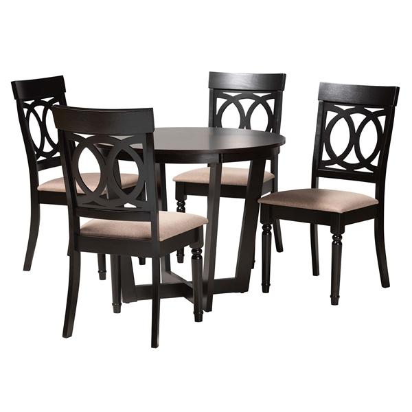 baxton studio Baxton Studio Estelle Modern Beige Fabric and Dark Brown Finished Wood 5-Piece Dining Set