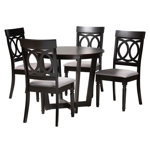 baxton studio Baxton Studio Estelle Modern Grey Fabric and Dark Brown Finished Wood 5-Piece Dining Set