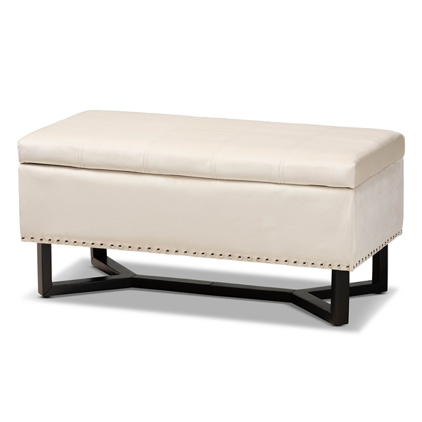 baxton studio Baxton Studio Esther Modern and Contemporary Beige Velvet Fabric Upholstered and Dark Brown Finished Wood Storage Ottoman