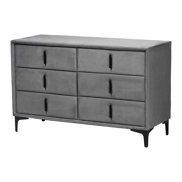 baxton studio Baxton Studio Etienne Modern Slate Grey Velvet 6-Drawer Dresser