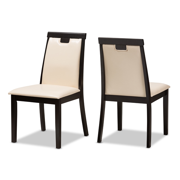 baxton studio Baxton Studio Evelyn Modern and Contemporary Beige Faux Leather Upholstered and Dark Brown Finished Dining Chair Set of 2