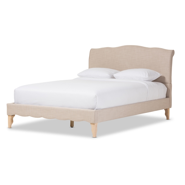 baxton studio Baxton Studio Fannie French Classic Modern Style Beige Linen Fabric Queen Size Platform Bed