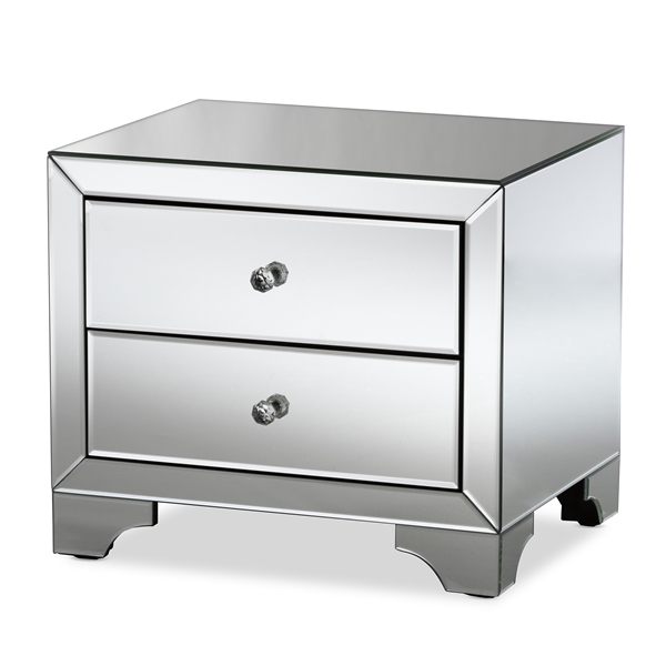 baxton studio Baxton Studio Farrah Hollywood Regency Glamour Style Mirrored 2-Drawer End Table