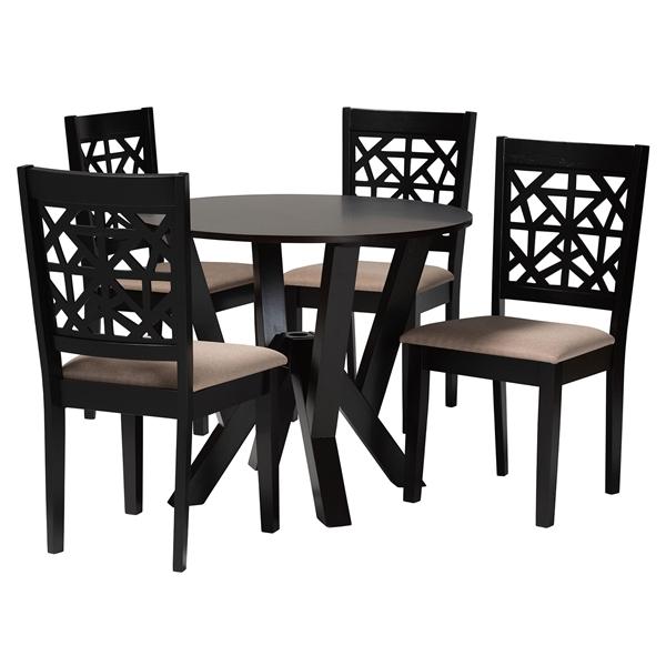 baxton studio Baxton Studio Felice Modern Beige Fabric and Dark Brown Finished Wood 5-Piece Dining Set