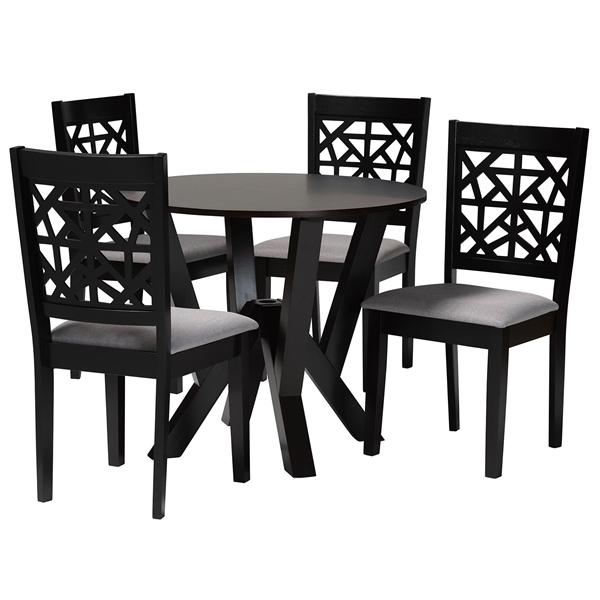 baxton studio Baxton Studio Felice Modern Grey Fabric and Dark Brown Finished Wood 5-Piece Dining Set