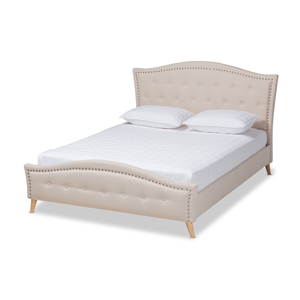 baxton studio Baxton Studio Felisa Modern and Contemporary Beige Fabric Upholstered and Button Tufted King Size Platform Bed