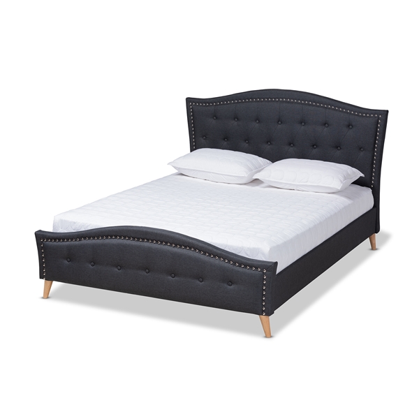 baxton studio Baxton Studio Felisa Modern and Contemporary Charcoal Grey Fabric Upholstered and Button Tufted King Size Platform Bed