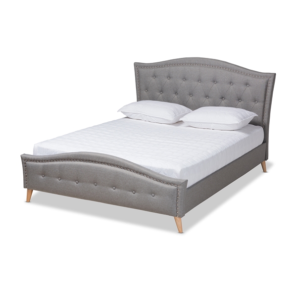 baxton studio Baxton Studio Felisa Modern and Contemporary Grey Fabric Upholstered and Button Tufted King Size Platform Bed