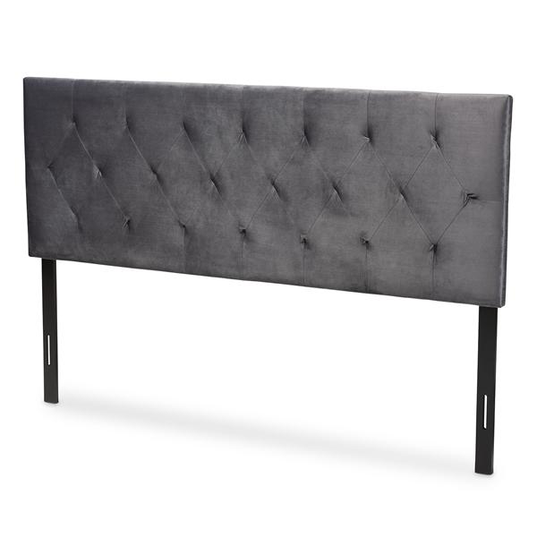 baxton studio Baxton Studio Felix Modern and Contemporary Grey Velvet Fabric Upholstered Queen Size Headboard