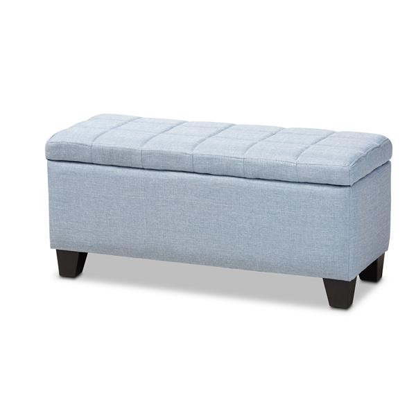 baxton studio Baxton Studio Fera Modern and Contemporary Light Blue Fabric Upholstered Storage Ottoman