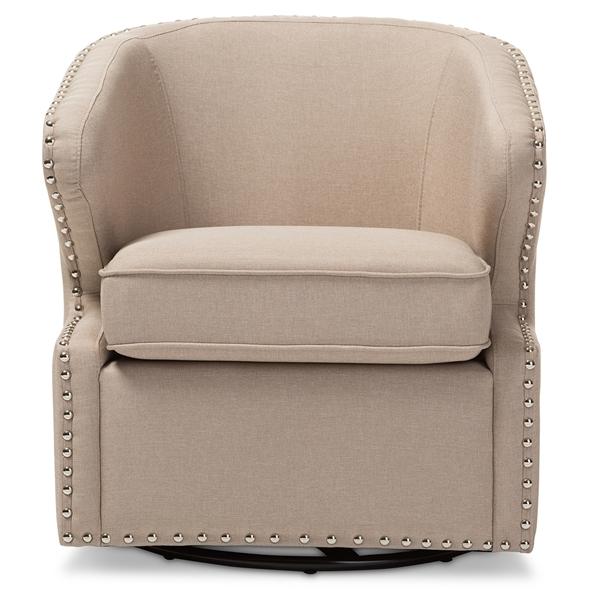 baxton studio Baxton Studio Finley Mid-century Modern Beige Fabric Upholstered Swivel Armchair