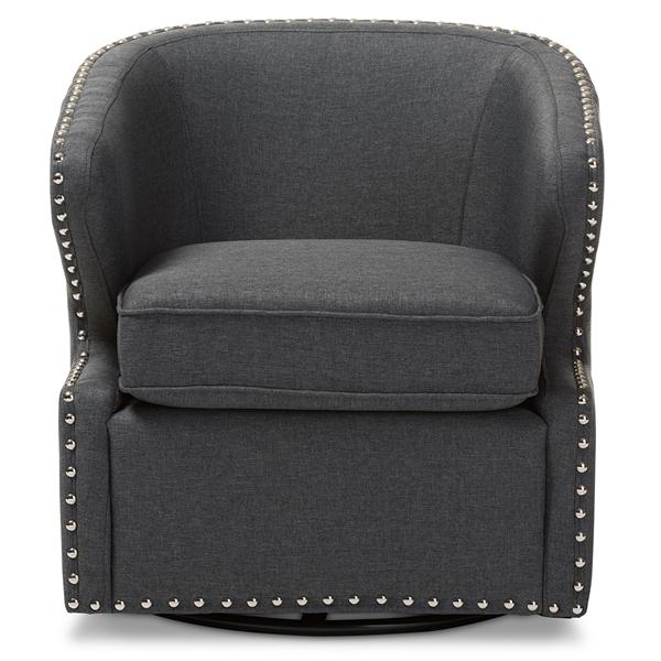 baxton studio Baxton Studio Finley Mid-century Modern Grey Fabric Upholstered Swivel Armchair