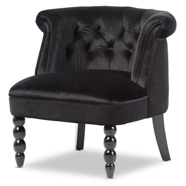 baxton studio Baxton Studio Flax Victorian Style Contemporary Black Velvet Fabric Upholstered Vanity Accent Chair