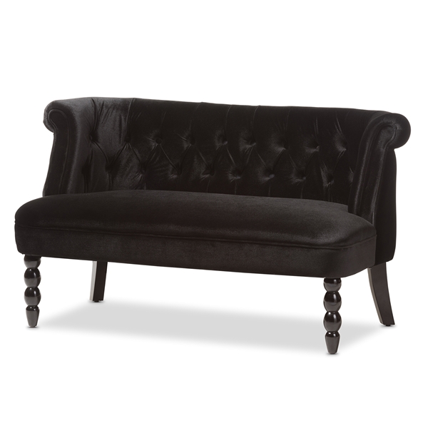 baxton studio Baxton Studio Flax Victorian Style Contemporary Black Velvet Fabric Upholstered 2-seater Loveseat