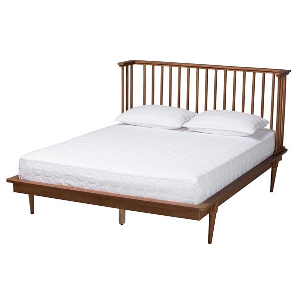 baxton studio Baxton Studio Flint Mid-Century Modern Ash Walnut Finished Wood King Size Platform Bed