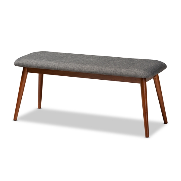 baxton studio Baxton Studio Flora II Mid-Century Modern Dark Grey Fabric Upholstered Medium Oak Finished Wood Dining Bench