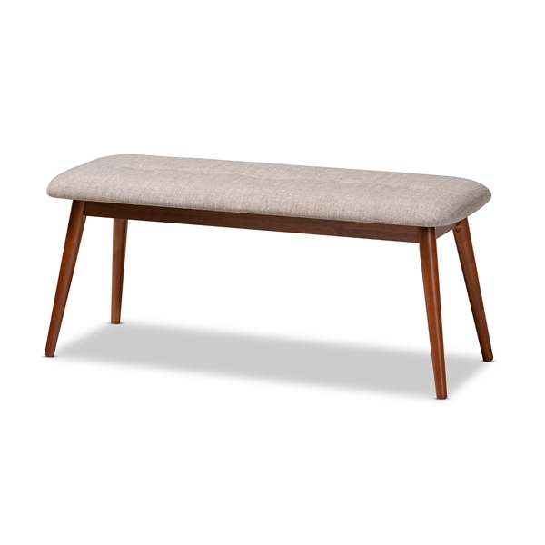 baxton studio Baxton Studio Flora II Mid-Century Modern Light Grey Fabric Upholstered Medium Oak Finished Wood Dining Bench