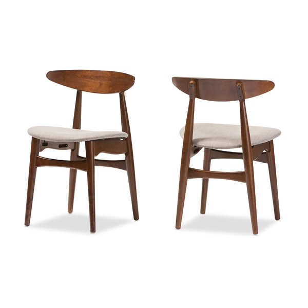 baxton studio Baxton Studio Flora Mid-Century Modern Light Grey Fabric and "Oak" Medium Brown Finishing Wood Dining Chair